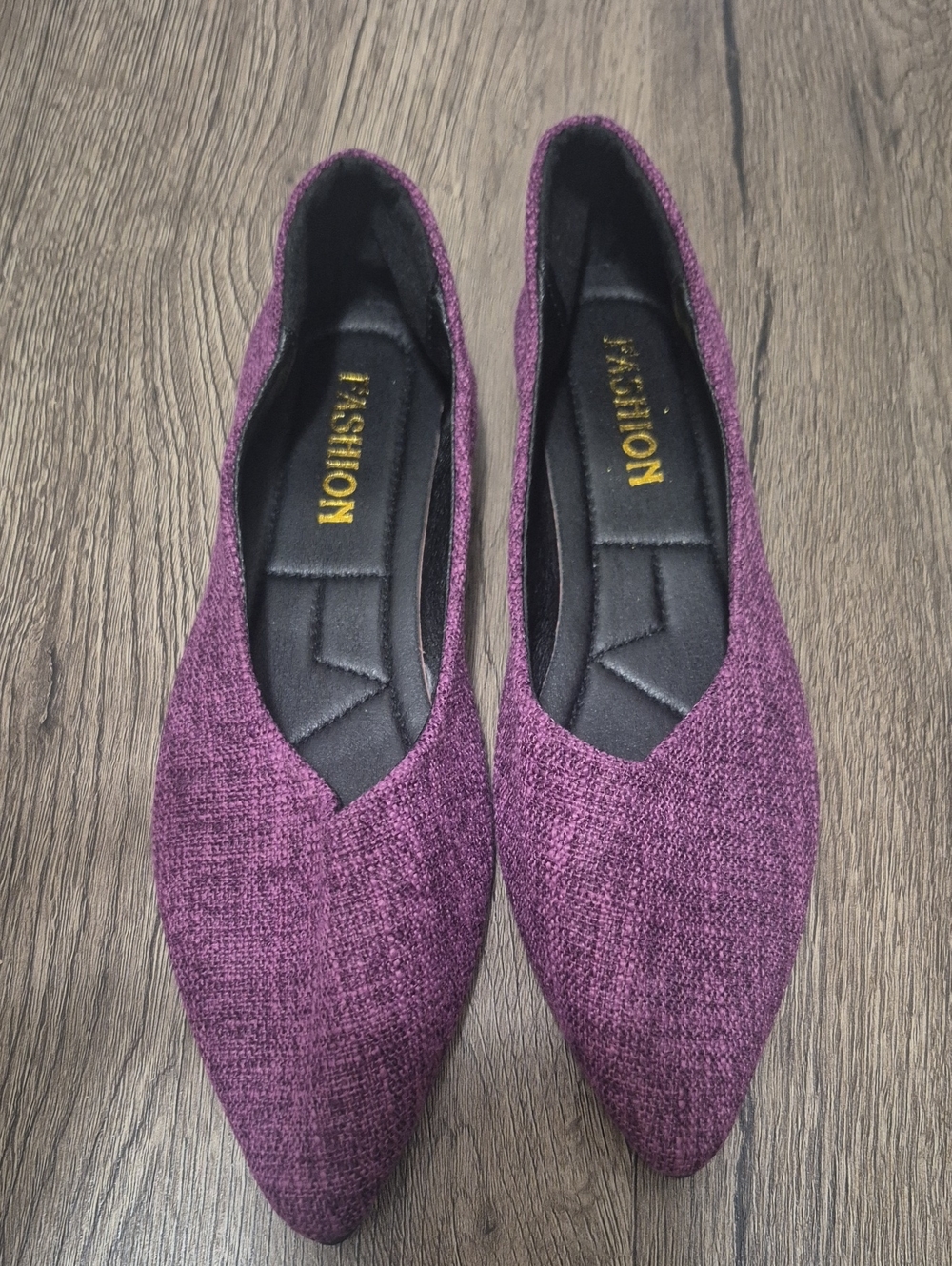 Women's Purple Knit Pointed Toe Flats